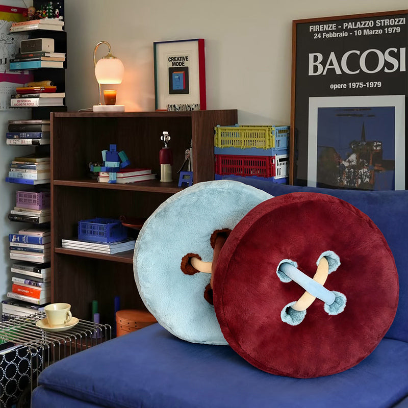 1pc Adult Button Pattern Pillow Cushion Home Decoration Bedroom Sofa Bedside Soft Outfit Fabric Lumbar Support
