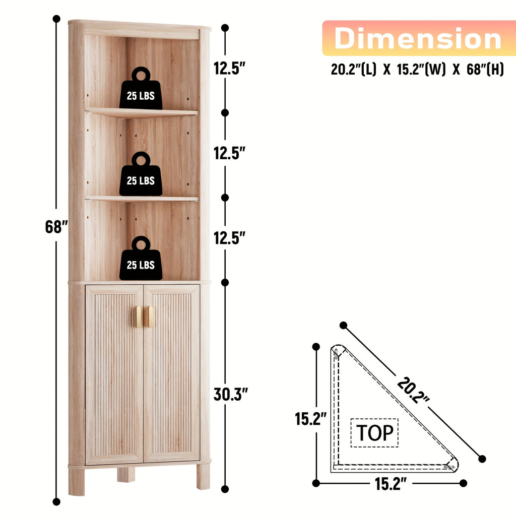 Fluted Corner Cabinet, 68\
