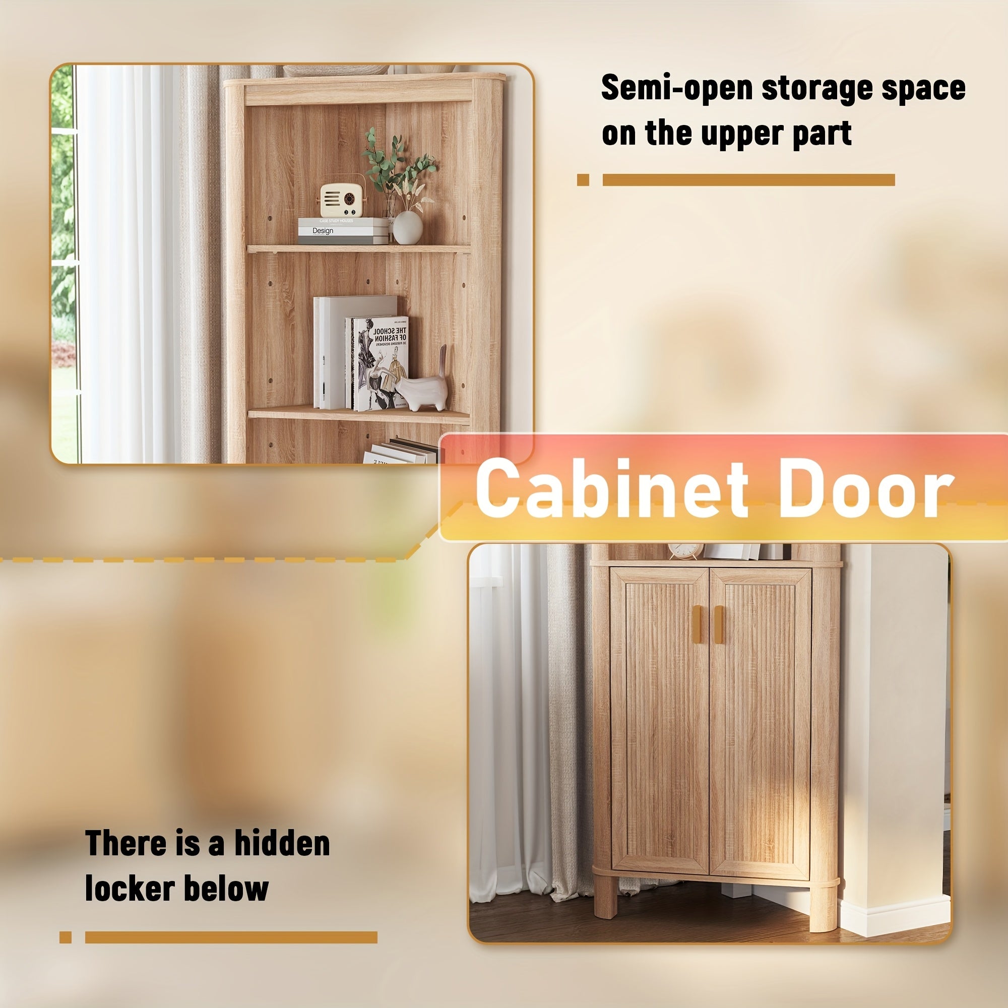 Fluted Corner Cabinet, 68\