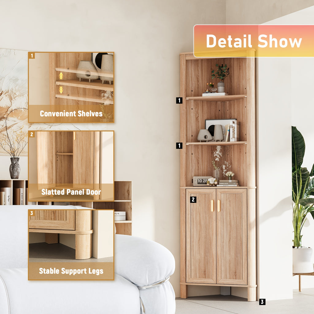 Fluted Corner Cabinet, 68\
