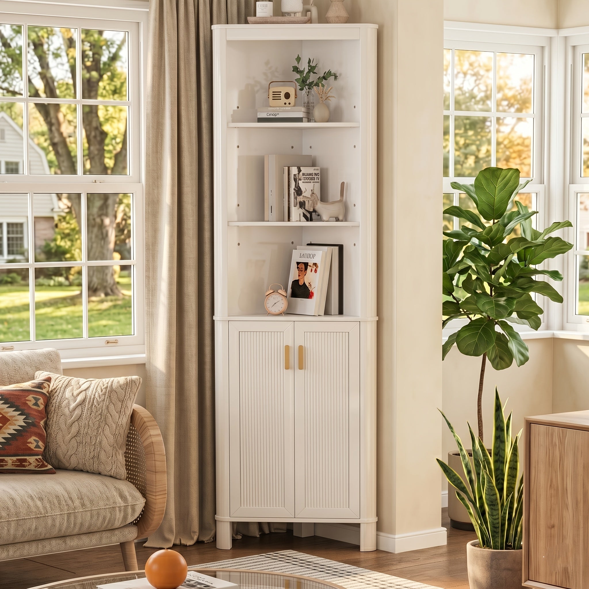 Fluted Corner Cabinet, 68\