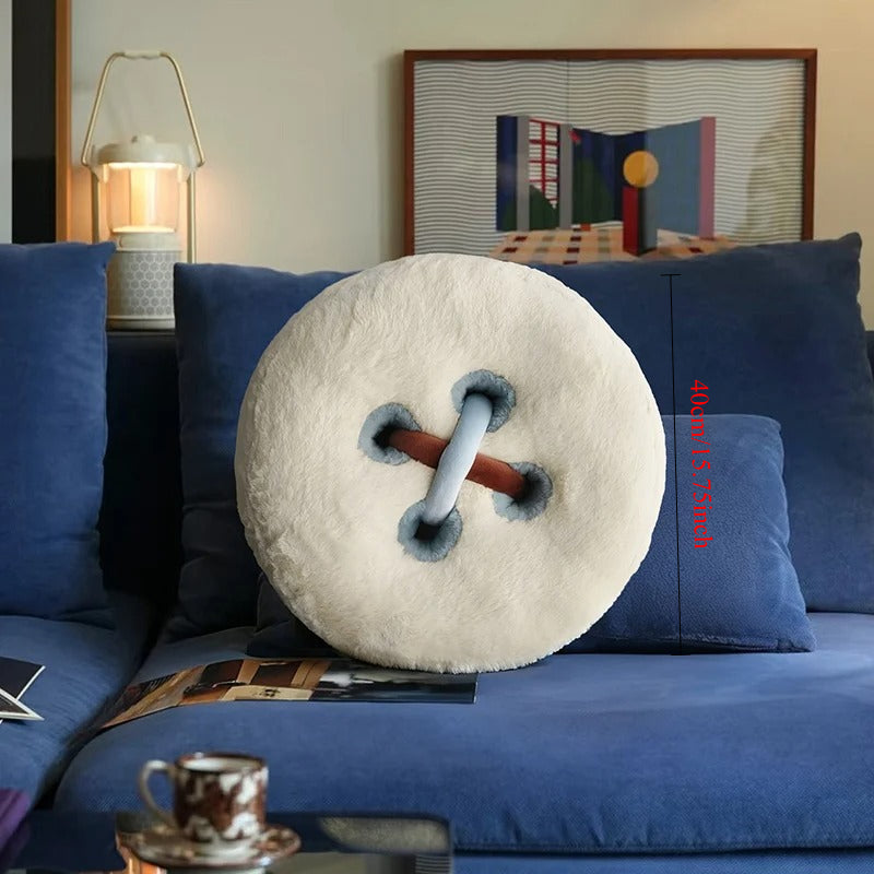 1pc Adult Button Pattern Pillow Cushion Home Decoration Bedroom Sofa Bedside Soft Outfit Fabric Lumbar Support