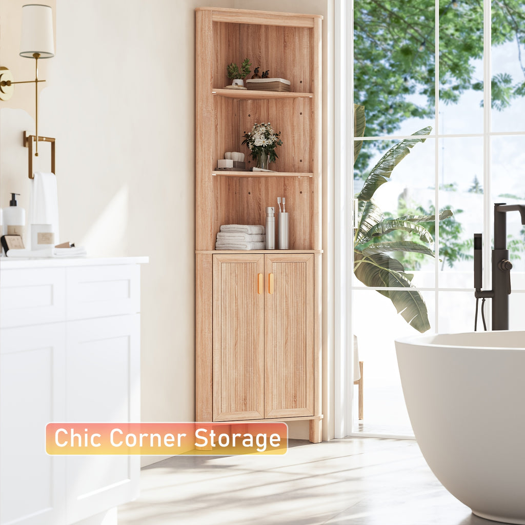 Fluted Corner Cabinet, 68\