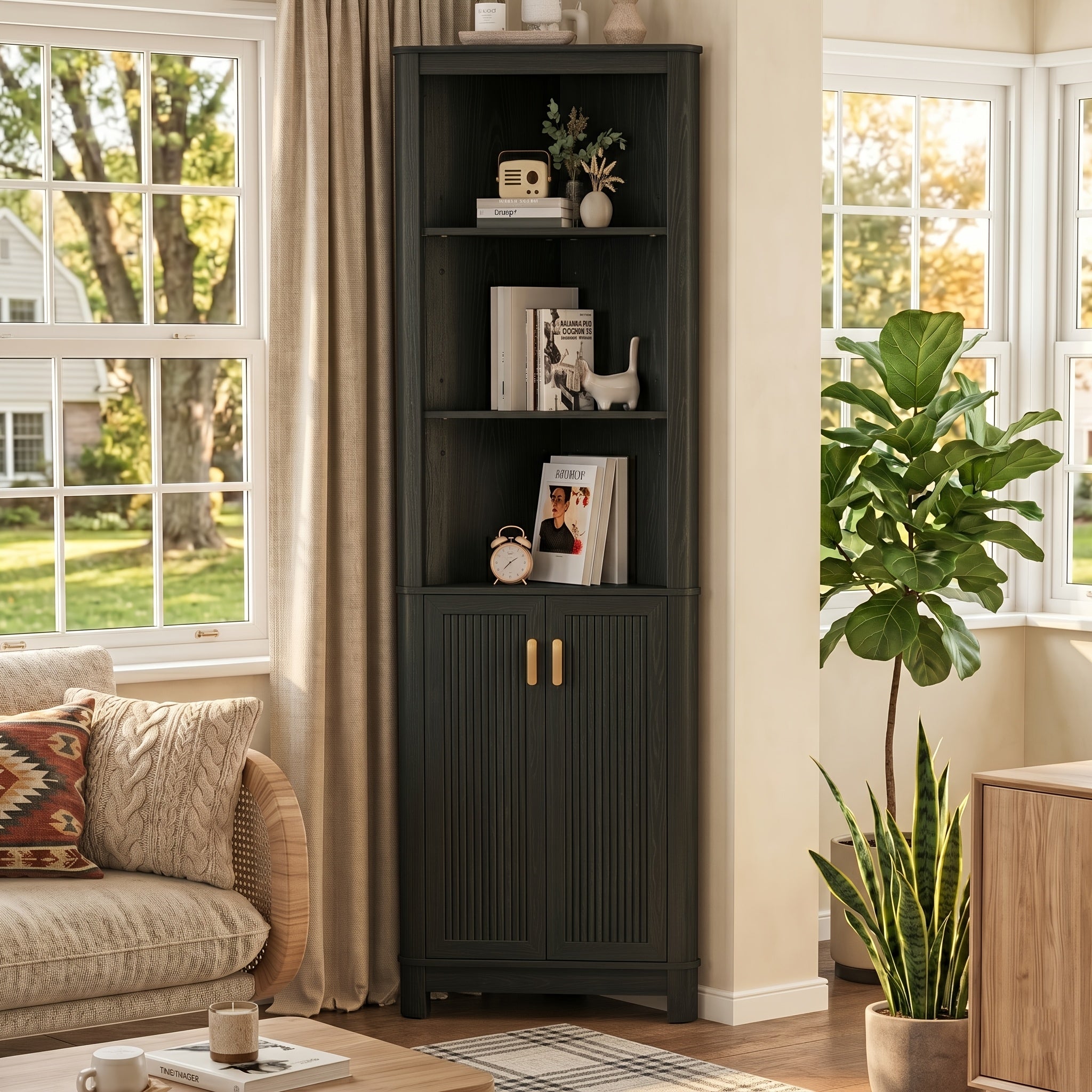 Fluted Corner Cabinet, 68\
