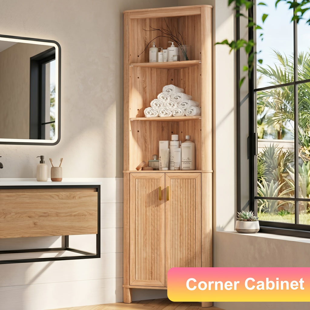 Fluted Corner Cabinet, 68\